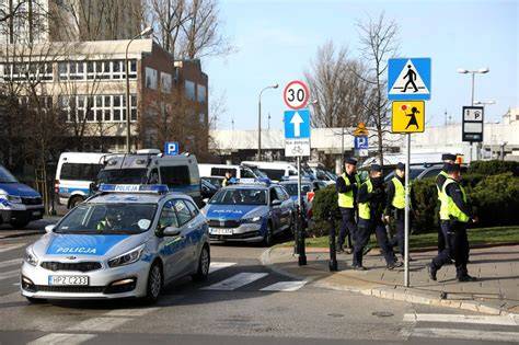 Policja przed hotelem w Brukseli