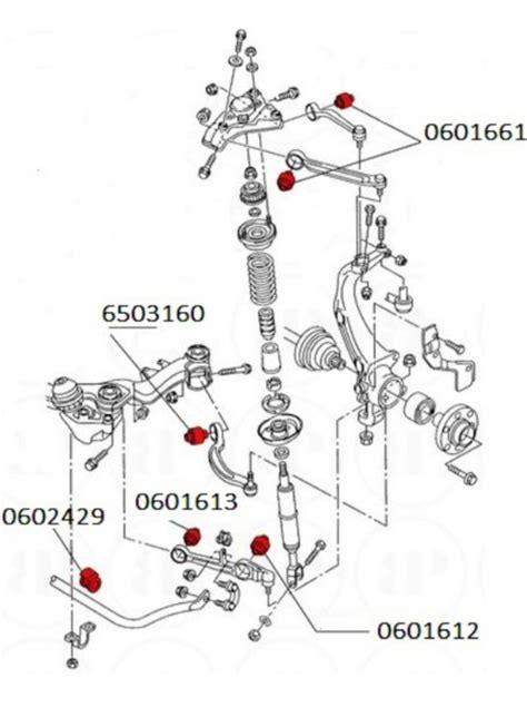 schemat przedniego zawieszenia Audi A4 B6