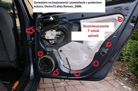 spinki tapicerki tylnych drzwi Peugeot 407